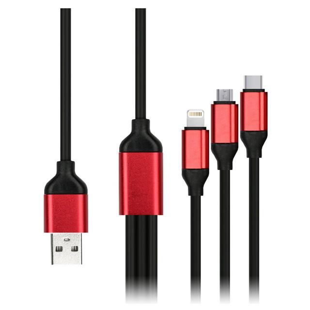 кабель USB A 2.0 - 8pin, Type-C, micro USB SMARTBUY 1,2м черный