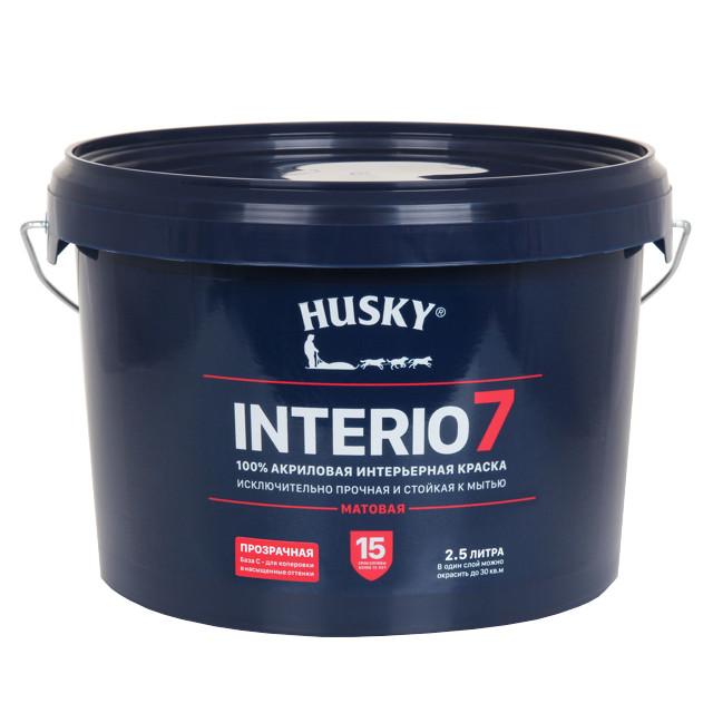 краска акриловая HUSKY INTERIO 7 для стен и потолков база С 2,5л, арт.32239