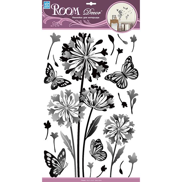 наклейка ROOMDECOR Одуванчик с блестками 32х50см, арт.RCA 9362