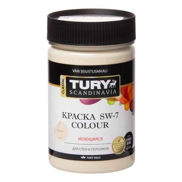 краска акриловая TURY SW-7 Colour для стен и потолков моющаяся 0,4кг крем-брюле, арт.КрВДSW70,4КБ