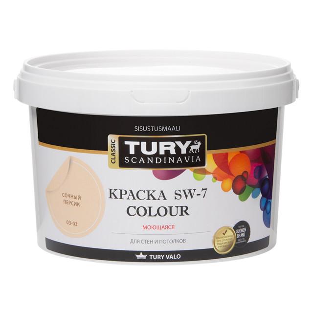 TURY | краска акриловая TURY SW-7 Colour для стен и потолков моющаяся 2,4кг сочный персик, арт.КрВДSW72,4СП