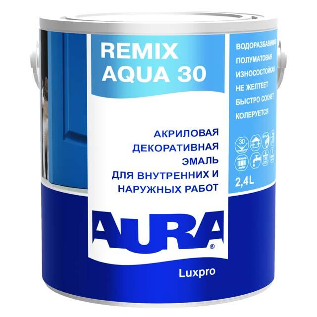 эмаль акриловая AURA LUXPRO REMIX AQUA 30 основа TR 2,4 л, арт.4607003911928