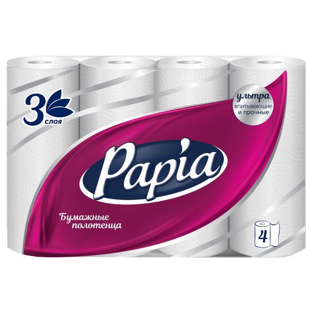 PAPIA | набор кухонных полотенец PAPIA, 3-сл., 4 шт., цвет: белый