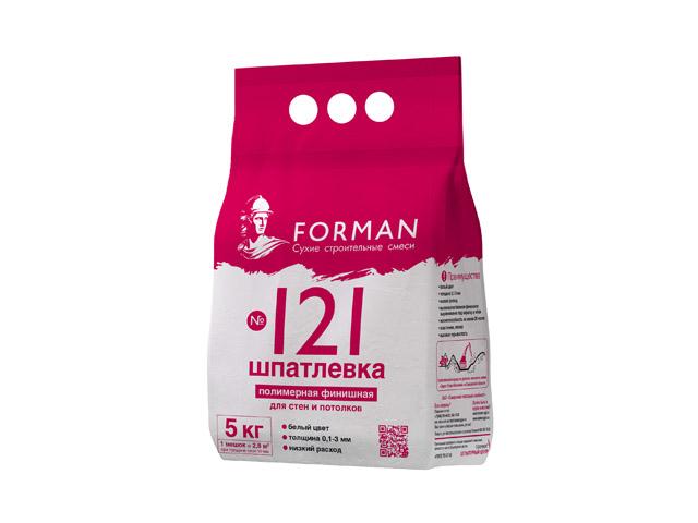 шпатлёвка полимерная FORMAN 121 финишная 5кг, арт.Н0000013232