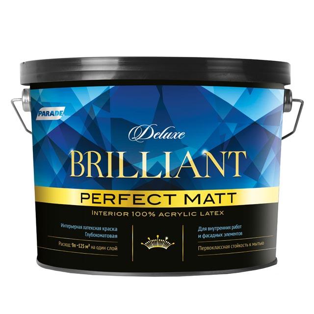 краска акриловая PARADE Deluxe brilliant perfect matt белая 9л, арт.0007392