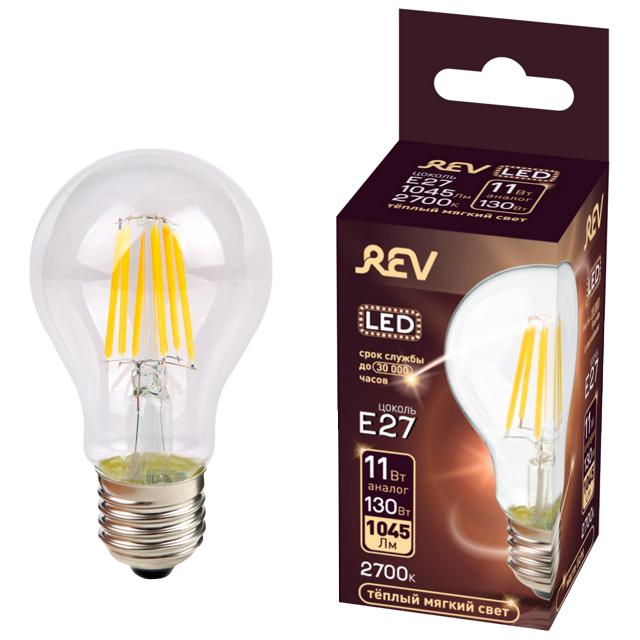 лампа светодиодная REV FILAMENT 11Вт E27 2700K 1025Лм груша