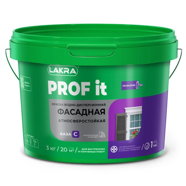 краска акриловая ЛАКРА Prof It фасадная бесцветная 3кг, арт.0007543