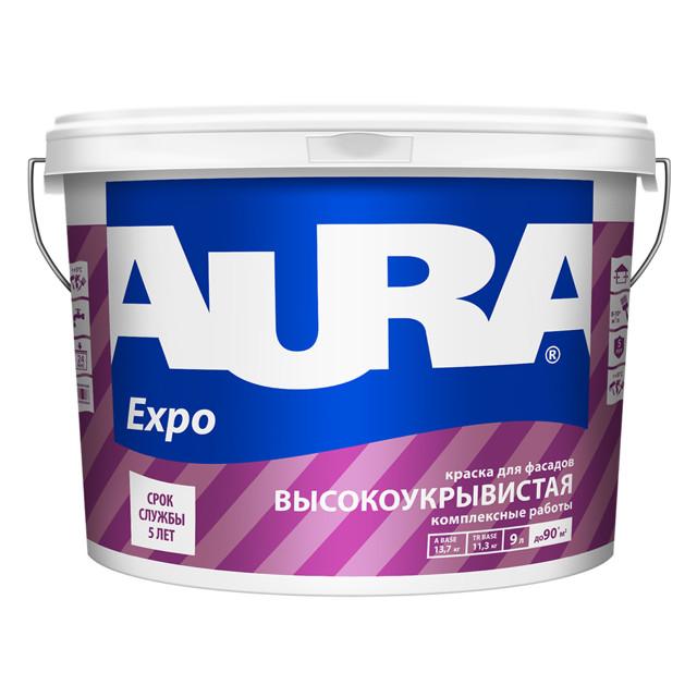 краска фасадная в/д AURA Expo основа TR 9л, арт.4607003915377.