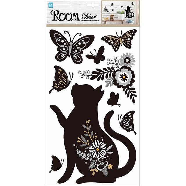 наклейка ROOMDECOR Милая кошечка 24х41см, арт.PLA 0910