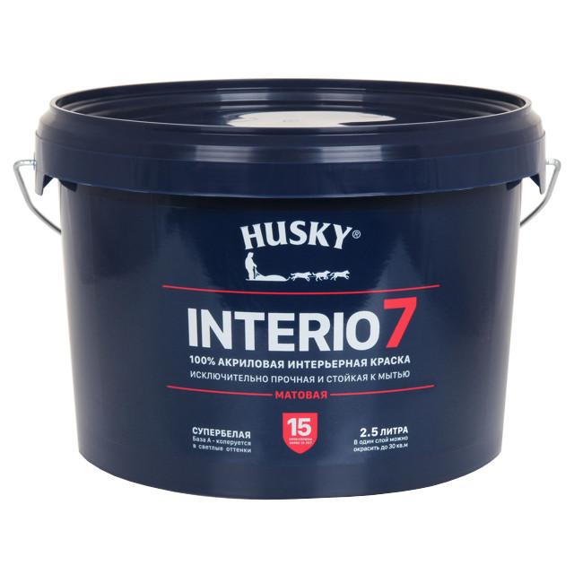 краска акриловая HUSKY INTERIO 7 для стен и потолков база А 2,5л, арт. 32236