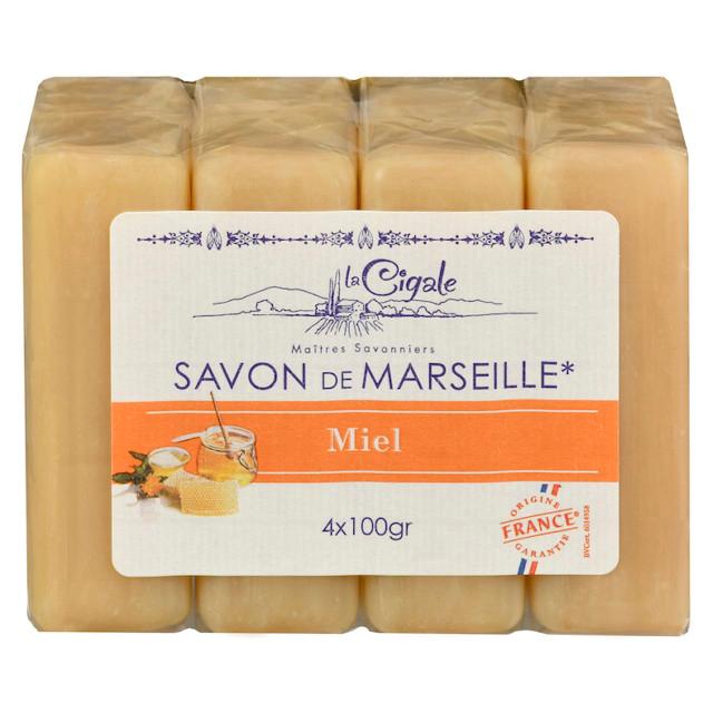 мыло LA CIGALE Savon de Marseille Miel 4шт 100г