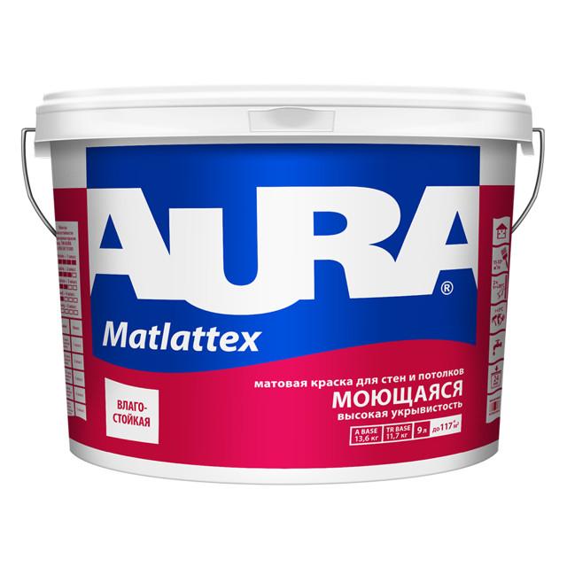 краска в/д AURA Mattlatex моющаяся 9л белая, арт.4607003919931