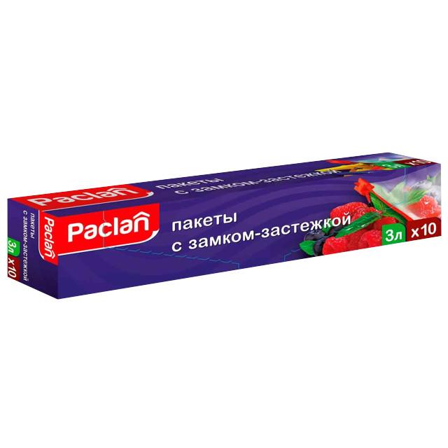 пакеты для продуктов PACLAN 3л 27х28см 45мкм 10шт замок zip-lock