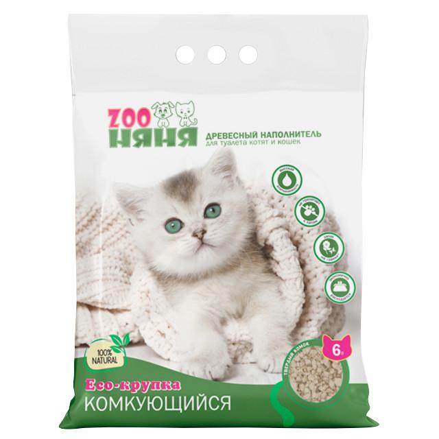 ZOOНЯНЯ | наполнитель ЗОО Няня Eco-крупка комкующийся древесный 6л 2,4кг