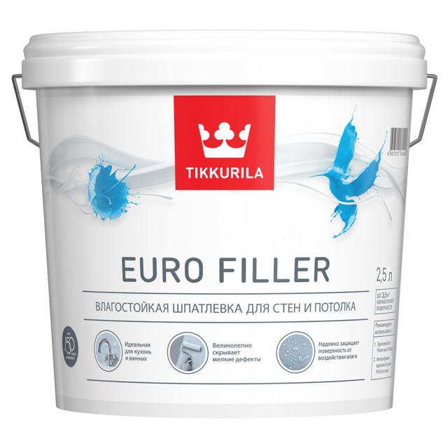 шпатлевка готовая TIKKURILA Euro Filler влагостойкая 2,5л, арт.700012219