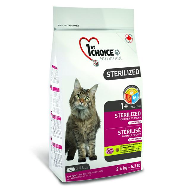 корм для кошек 1st CHOICE Sterilized курица с бататом для стерилизованных 2,44 кг