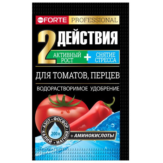 удобрение водорастворимое Bona Forte для томатов, перцев с аминокислотами 100 г