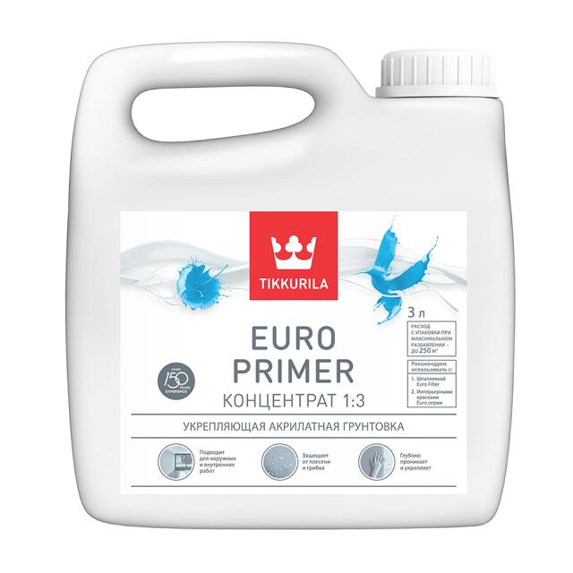 грунтовка TIKKURILA Euro Primer акрилатная 3 л, арт.700001238