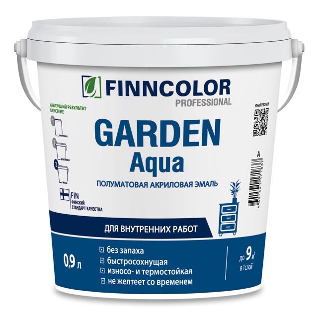 эмаль акриловая FINNCOLOR Garden Aqua база А полуматовая 0,9л белая, арт.700006478