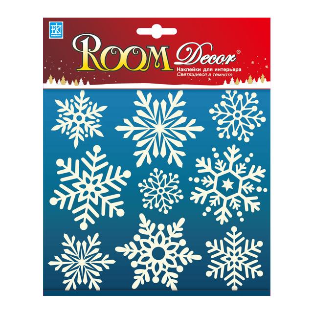 наклейка ROOMDECOR Светящиеся снежинки 18х18см, арт.PUX1803