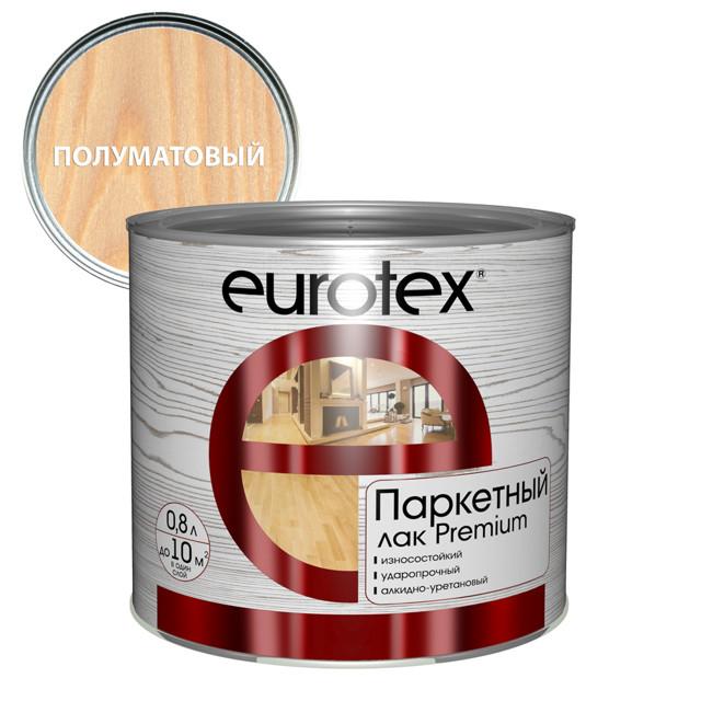 лак алкидно-уретановый паркетный EUROTEX Premium 0,8л полуматовый, арт.14011