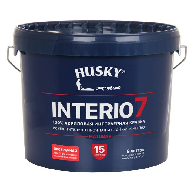 краска акриловая HUSKY INTERIO 7 для стен и потолков база С 9л, арт.32240