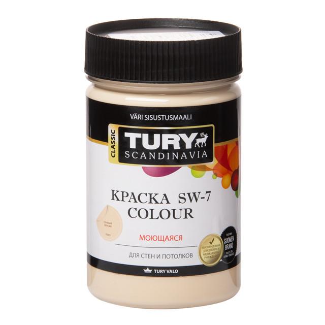 краска акриловая TURY SW-7 Colour для стен и потолков моющаяся 0,4кг сочный персик, арт.КрВДSW70,4СП