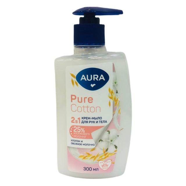 мыло жидкое AURA Pure Cotton 2в1 Хлопок и Овсяное молочко 300мл