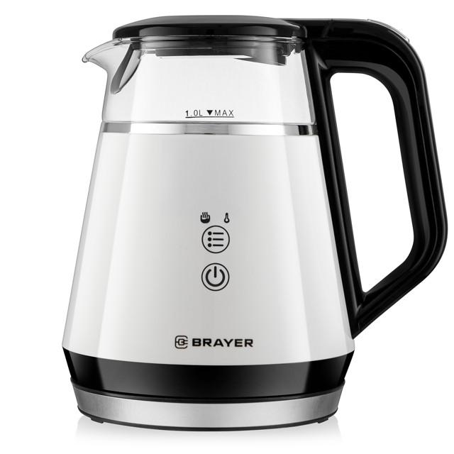 чайник электрический, BRAYER BR1084 1100Вт 1л белый