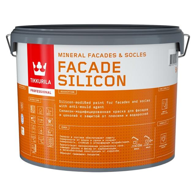 краска акриловая фасадная TIKKURILA Facade Silicon база C 9л бесцветная, арт.700011480