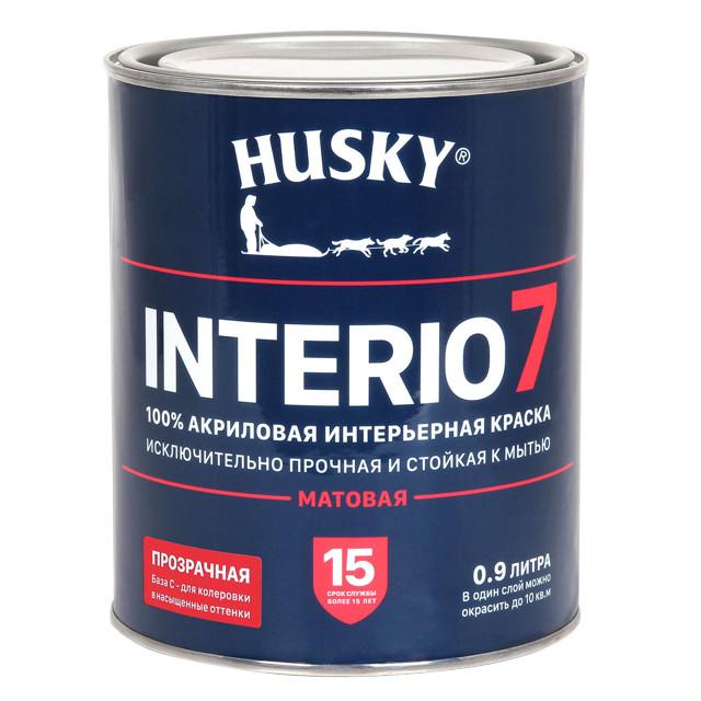 краска акриловая HUSKY INTERIO 7 для стен и потолков база С 0,9л, арт. 32238