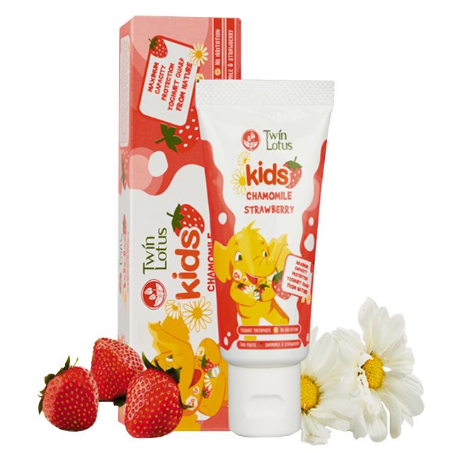 паста зубная TWIN LOTUS Chamomile & Strawbery детская от 3-10 лет 50мл