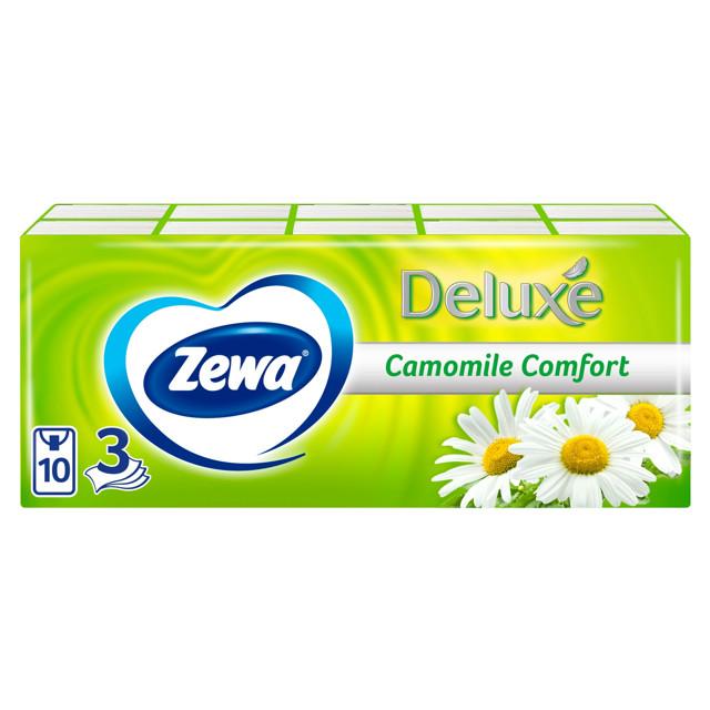 платки носовые ZEWA Deluxe Camomile 3-слойные 10шт 10уп.