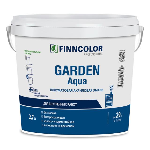 эмаль акриловая FINNCOLOR Garden Aqua база А полуматовая 2,7л белая, арт.700006479