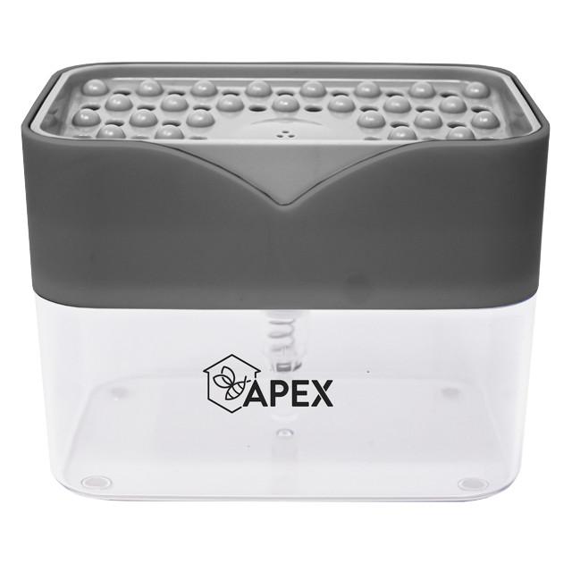 дозатор APEX 0,5л 13х9х10см для моющего средства с подставкой для губки пластик