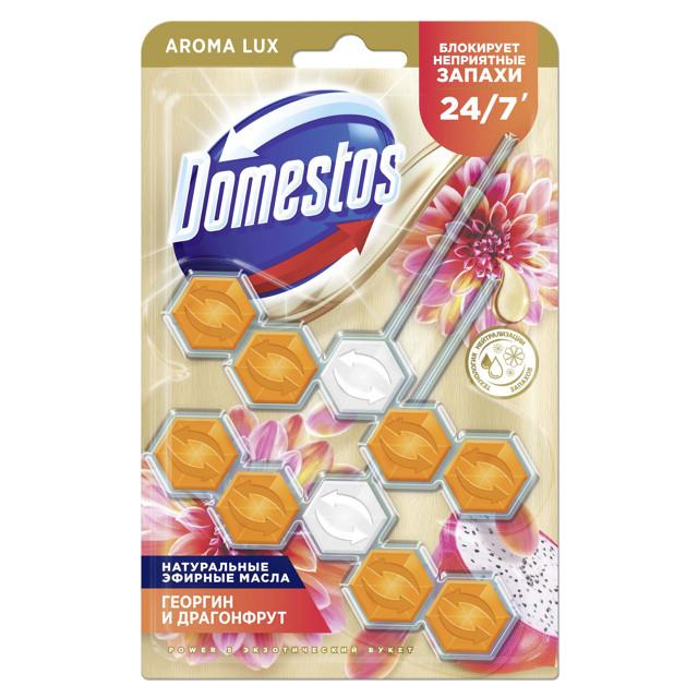 подвеска для унитаза DOMESTOS Aroma Lux Экзотический букет Георгин и Драгонфрут 2х50г