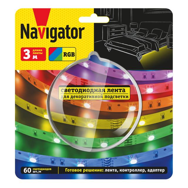 лента светодиодная NAVIGATOR 10 Вт/м IP20 RGB 3м