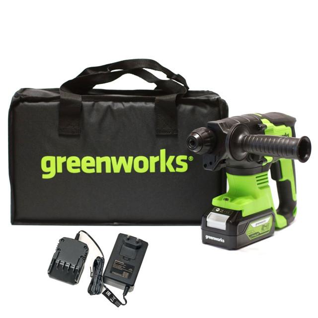 перфоратор аккумуляторный GREENWORKS 3803007UB бесщеточный 2Дж 24В Li-Ion 4,0Ач 1АКБ