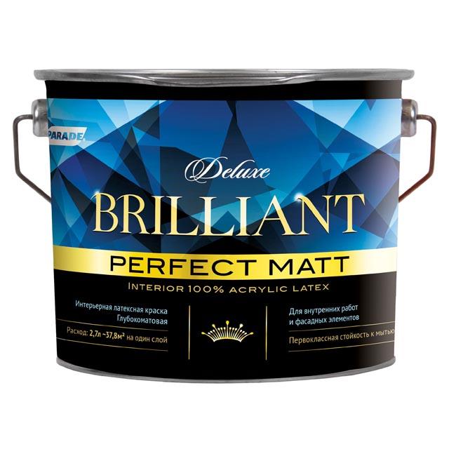 краска акриловая PARADE Deluxe brilliant perfect matt белая 2,7л, арт.0007391