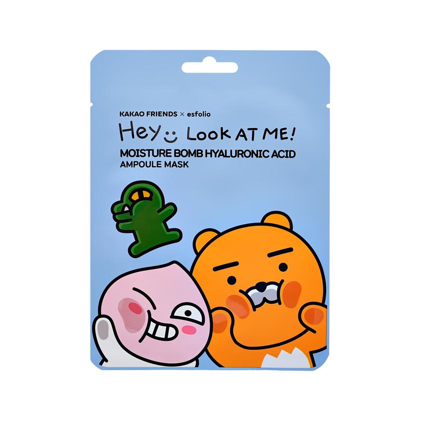 Маска для лица `ESFOLIO` KAKAO FRIENDS Moisture Bomb Hyaluronic Acid с гиалуроновой кислотой (увлажняющая) 25 г
