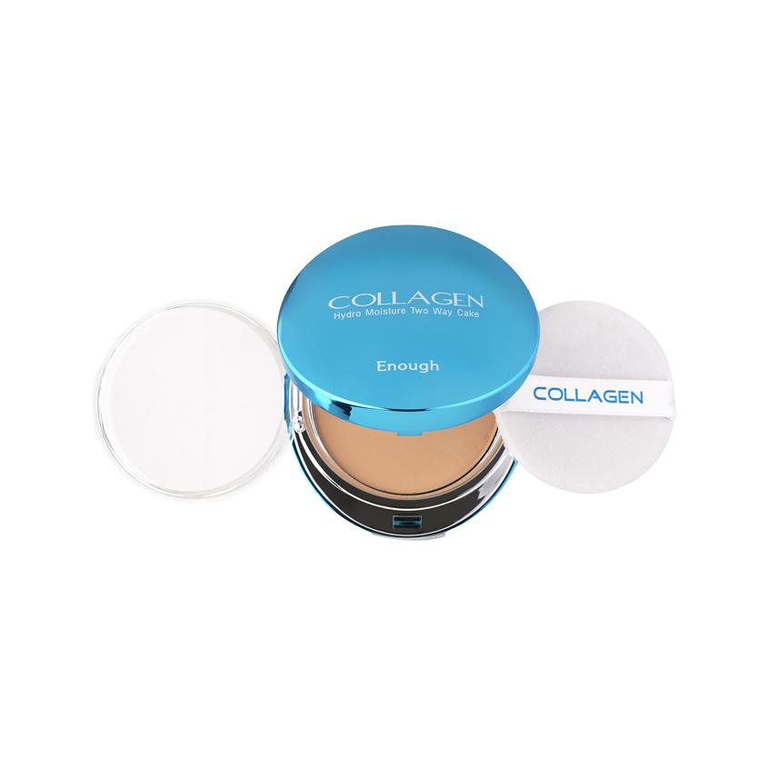 Пудра компактная для лица `ENOUGH` COLLAGEN HYDRO MOISTURE TWO-WAY CAKE SPF25 PA++ со сменным блоком тон 21