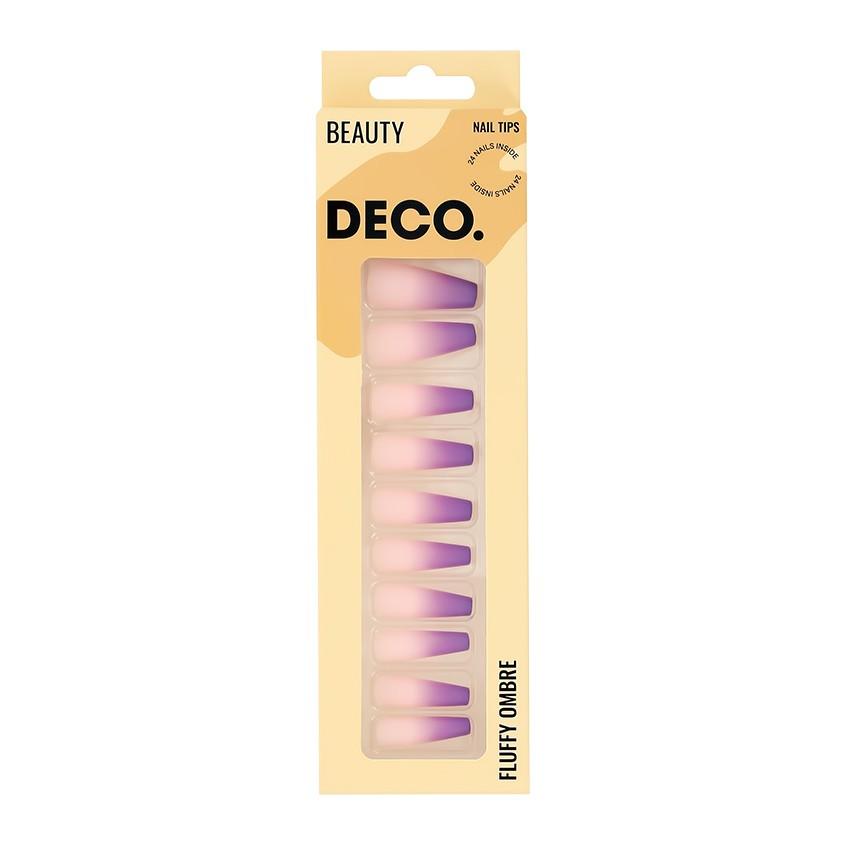 Набор накладных ногтей с клеевыми стикерами `DECO.` FLUFFY OMBRE violet ombre (24 шт + клеевые стикеры 24 шт)