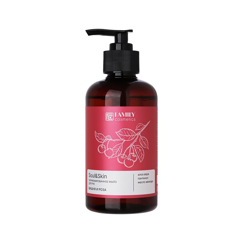 Жидкое мыло `FAMILY COSMETICS` SOUL&SKIN парфюмированное Вишня и роза 285 мл