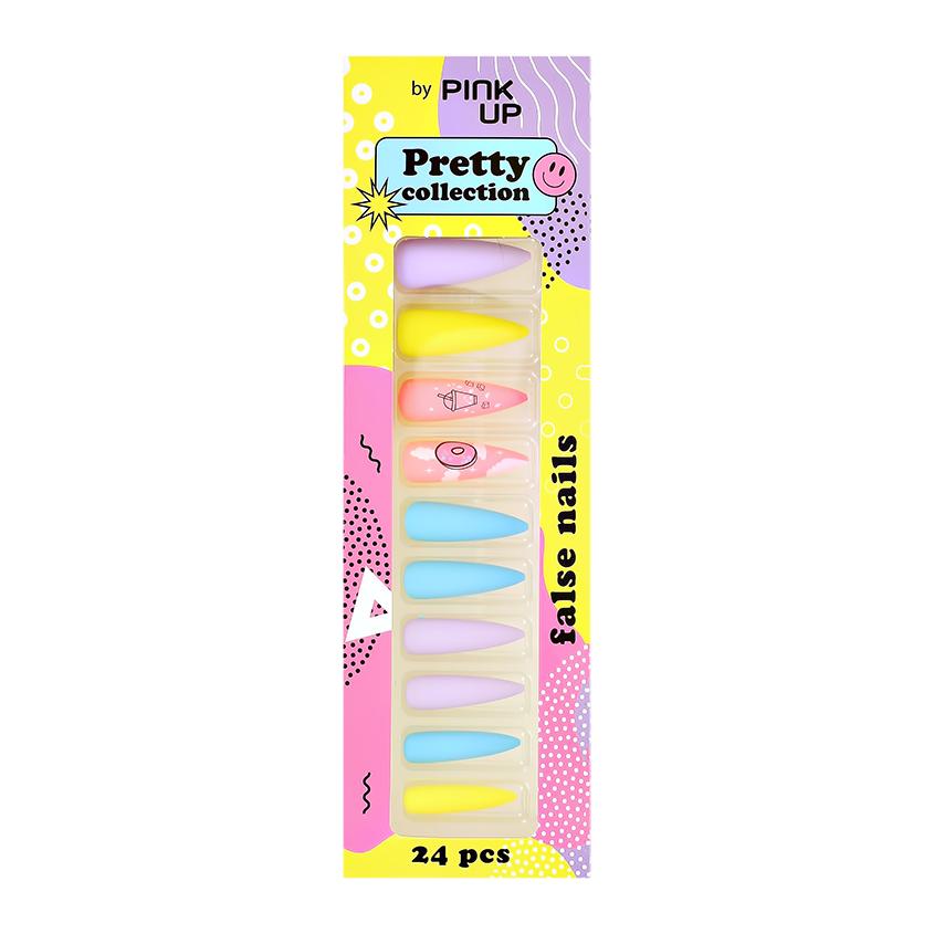 Набор накладных ногтей с клеевыми стикерами `PINK UP` PRETTY COLLECTION (24 шт+ клеевые стикеры 24 шт) тон 05