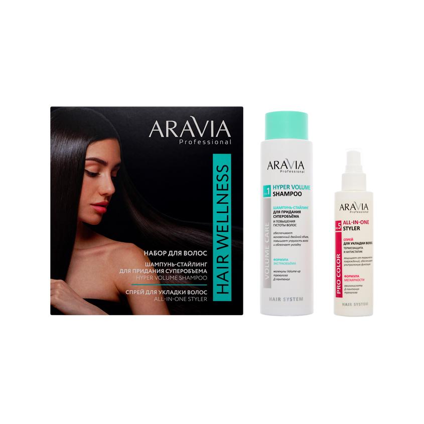 Набор для ухода за волосами и кожей головы `ARAVIA` PROFESSIONAL HAIR WELLNESS шампунь-стайлинг для волос 420 мл, спрей для укладки волос 150 мл