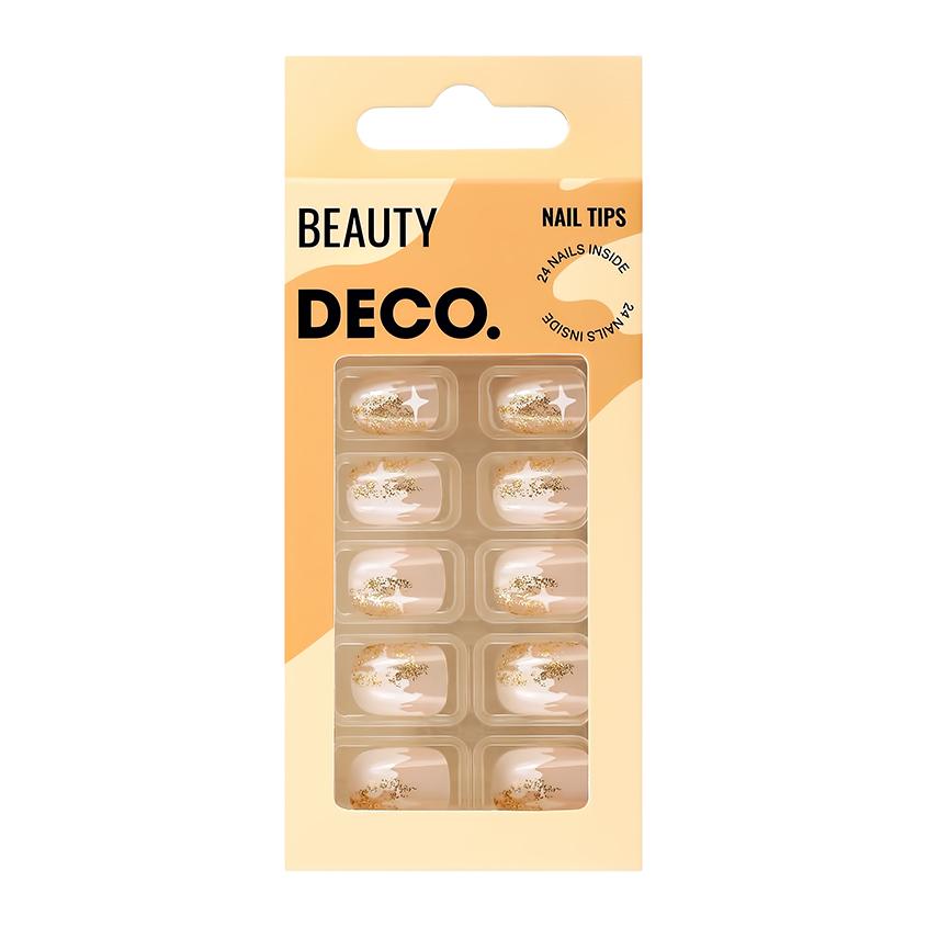 Набор накладных ногтей с клеевыми стикерами `DECO.` BEAUTY shining stars (24 шт + клеевые стикеры 24 шт)