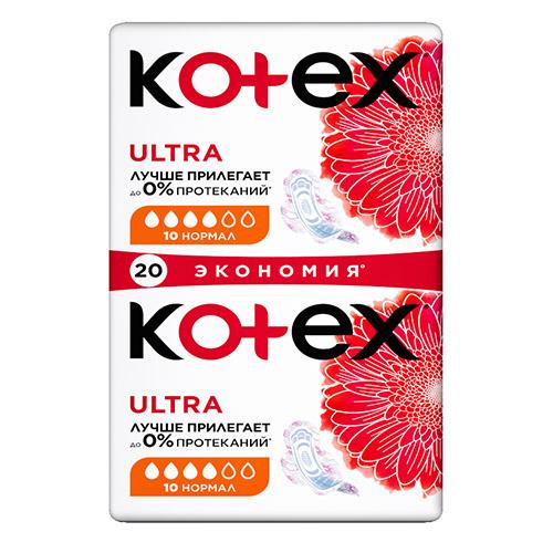 Прокладки ультратонкие `KOTEX` ULTRA Нормал 20 шт