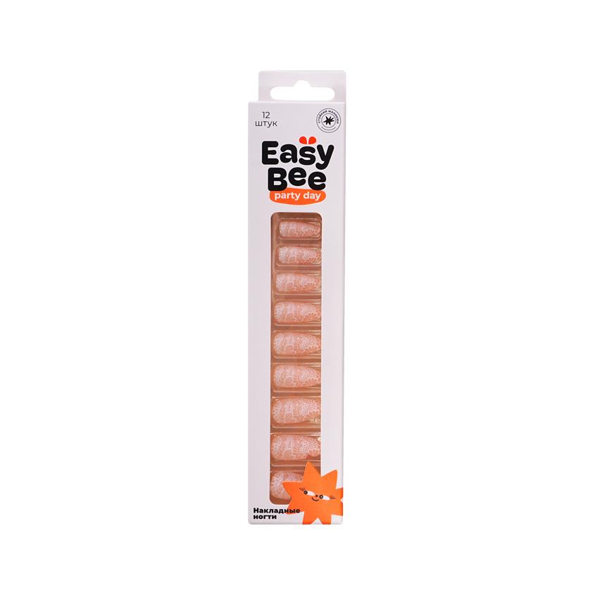 EASYBEE | Набор накладных ногтей с клеевыми стикерами `EASYBEE` NAIL DAY Tender Laces (12 шт + клеевые стикеры 24 шт)