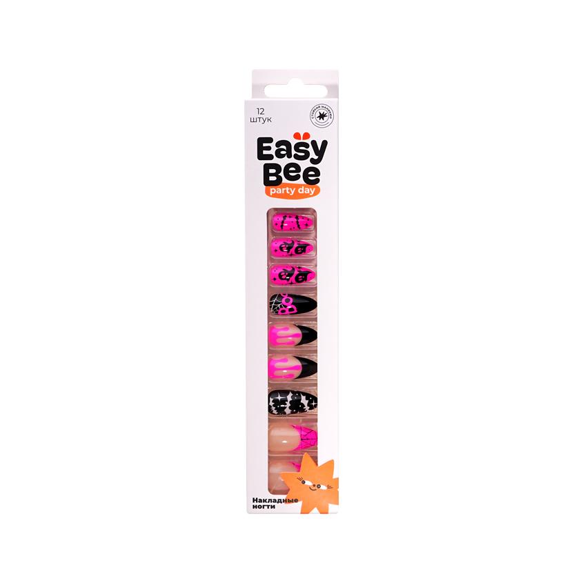 Набор накладных ногтей с клеевыми стикерами `EASYBEE` BASE Pink Halloween (12 шт + клеевые стикеры 24 шт)