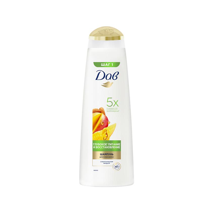 DOVE | Шампунь для волос `DOVE` ГЛУБОКОЕ ПИТАНИЕ И ВОССТАНОВЛЕНИЕ с маслом миндаля и манго (для сухих волос) 380 мл